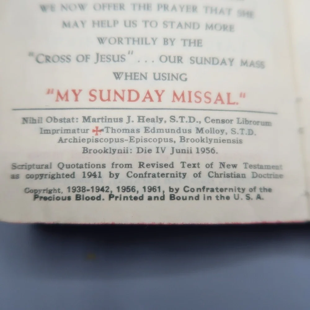 My Sunday Missal Father Stedman 1938 Religion English Catholic Mass 1961